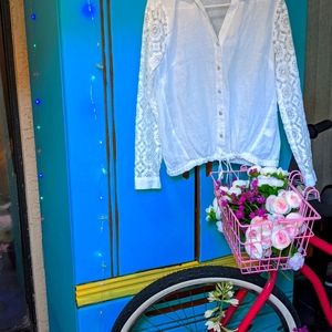 J.Jill, XS, White Linen/Peephole Blouse, Like New!! Worn 2X